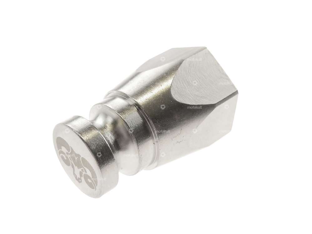 66HEROES Aufnahmezapfen M12x1 Radachse Nummernschildhalter seitlich Inox Carousel Image 1