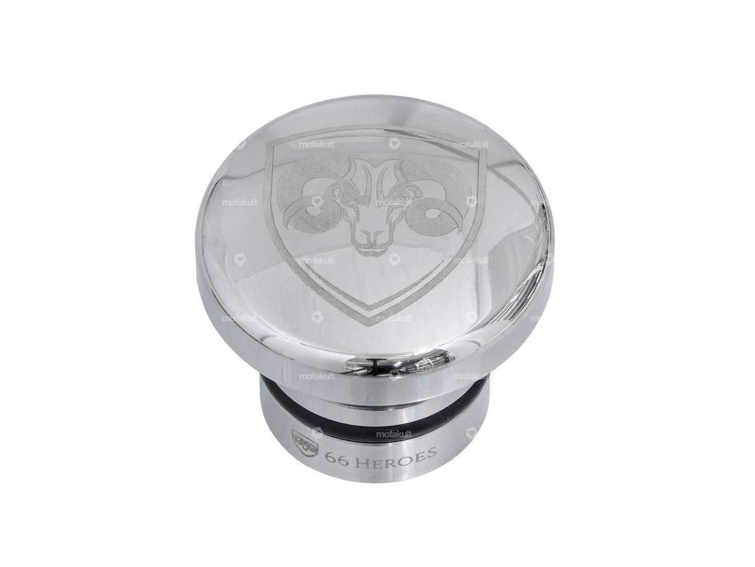 66HEROES Tank cap "66HEROES" round Inox | Puch Maxi Carousel Image 1
