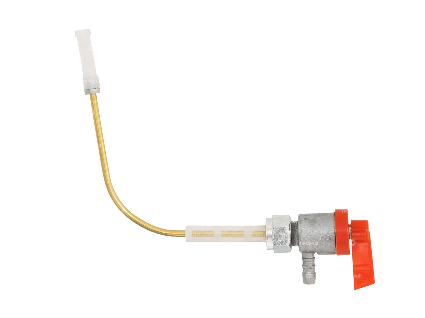 OMG Benzinhahn horizontal M12x1 (mit Überwurfmutter) rot | Puch Maxi S, N Carousel Image 1