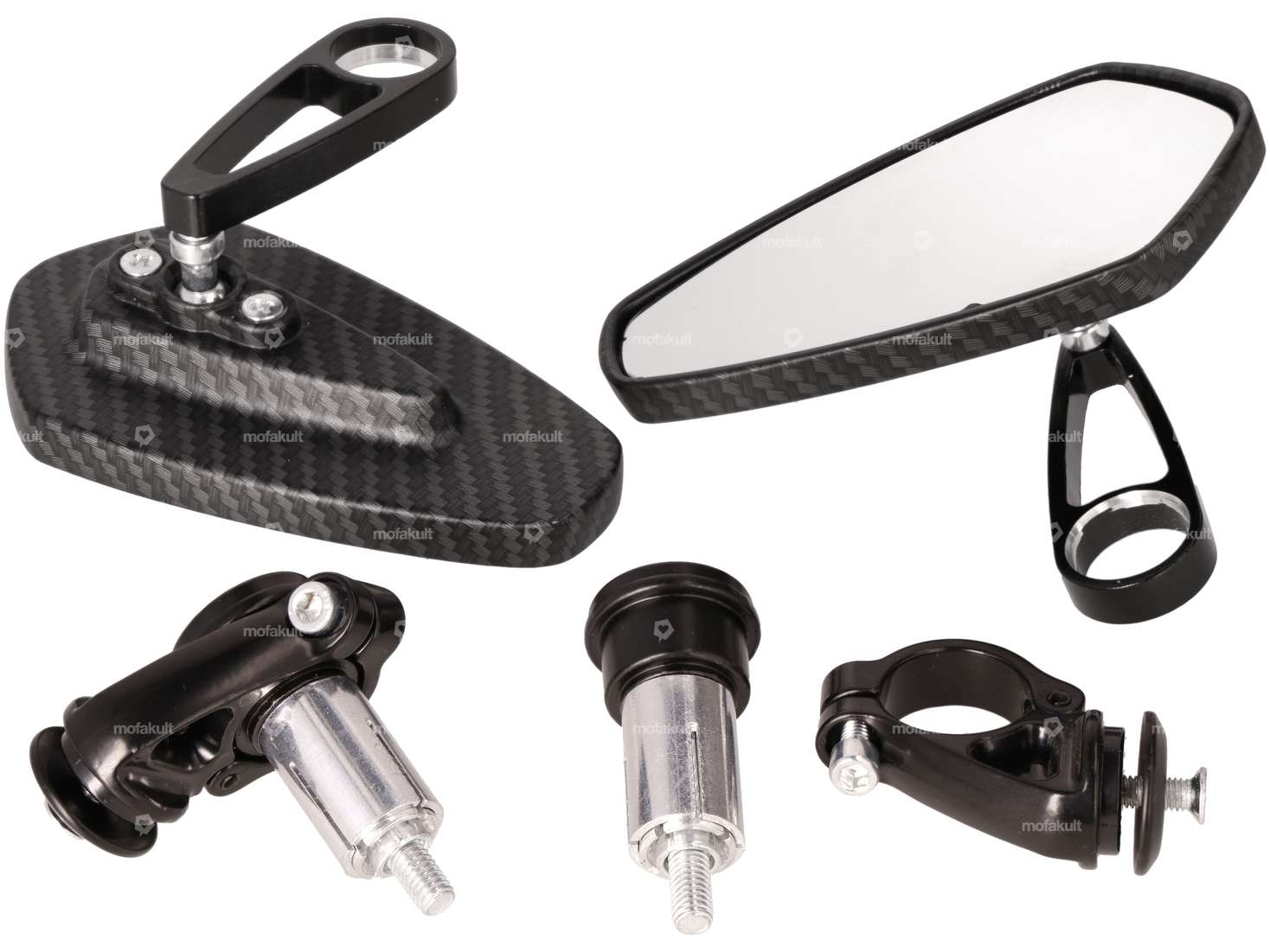 Mirror CNC "diamond" plug-in variant aluminum carbon look Carousel Image 2