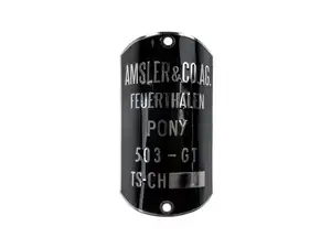 Typenschild für Steuerrohr (gebogen) schwarz | Pony 503 Typenschild für Steuerrohr (gebogen) schwarz | Pony 503